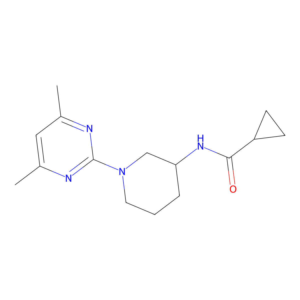 N-[1-(4,6-dimethylpyrimidin-2-yl)piperidin-3-yl]cyclopropanecarboxamide molecular structure, CAS 2742016-67-5