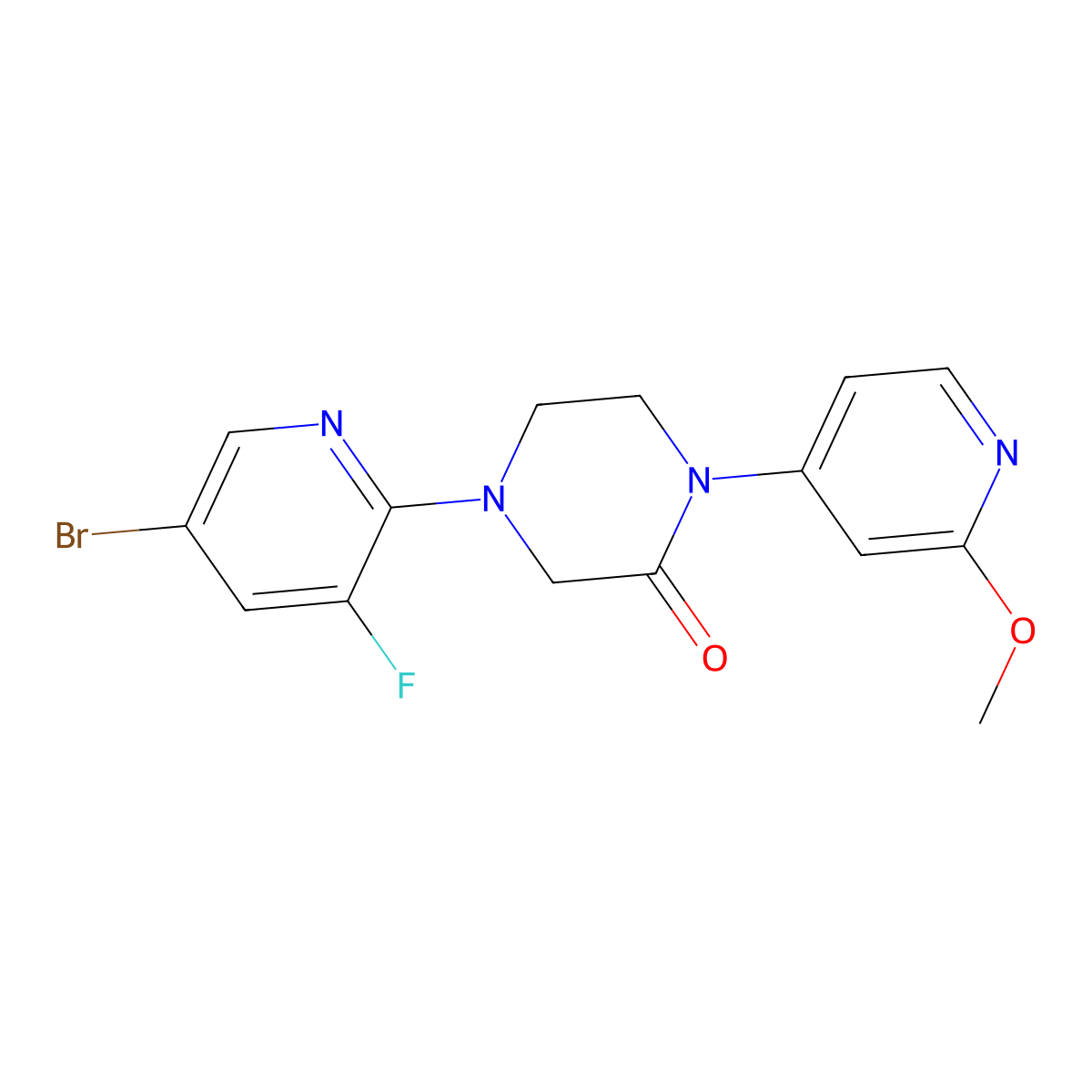4-(5-Bromo-3-fluoropyridin-2-yl)-1-(2-methoxypyridin-4-yl)piperazin-2-one molecular structure, CAS 2742016-70-0