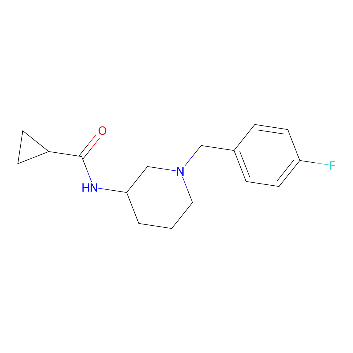 N-{1-[(4-fluorophenyl)methyl]piperidin-3-yl}cyclopropanecarboxamide molecular structure, CAS 2742016-72-2