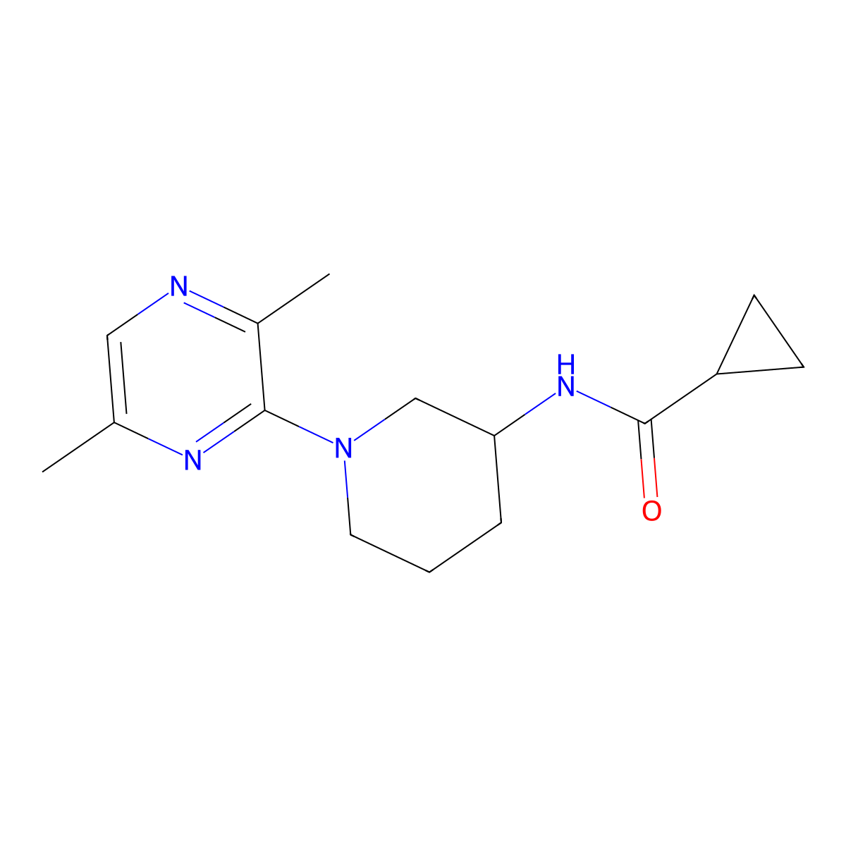 N-[1-(3,6-dimethylpyrazin-2-yl)piperidin-3-yl]cyclopropanecarboxamide molecular structure, CAS 2742016-74-4
