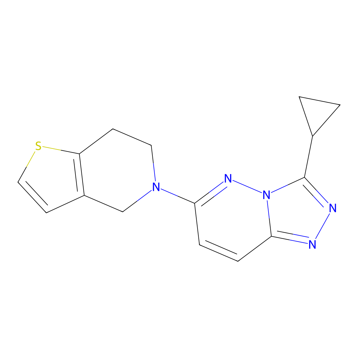 3-cyclopropyl-6-{4H,5H,6H,7H-thieno[3,2-c]pyridin-5-yl}-[1,2,4]triazolo[4,3-b]pyridazine molecular structure, CAS 2742016-75-5