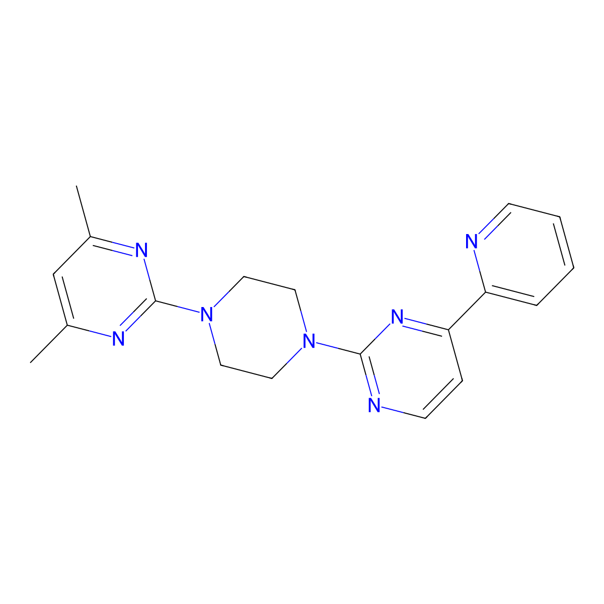 2-[4-(4,6-Dimethylpyrimidin-2-yl)piperazin-1-yl]-4-(pyridin-2-yl)pyrimidine molecular structure, CAS 2742016-77-7
