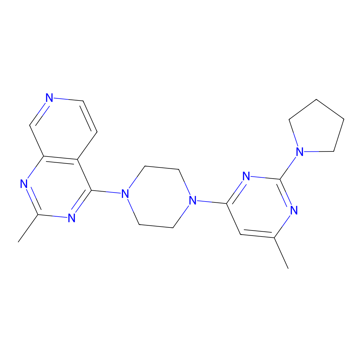 4-Methyl-6-(4-{2-methylpyrido[3,4-d]pyrimidin-4-yl}piperazin-1-yl)-2-(pyrrolidin-1-yl)pyrimidine molecular structure, CAS 2742016-79-9