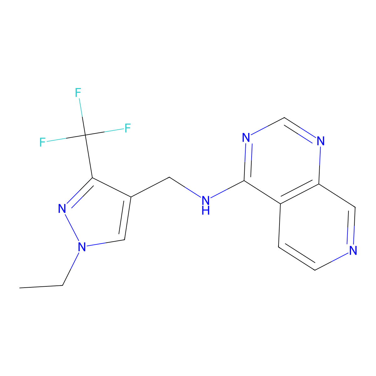 N-{[1-ethyl-3-(trifluoromethyl)-1H-pyrazol-4-yl]methyl}pyrido[3,4-d]pyrimidin-4-amine molecular structure, CAS 2742016-84-6
