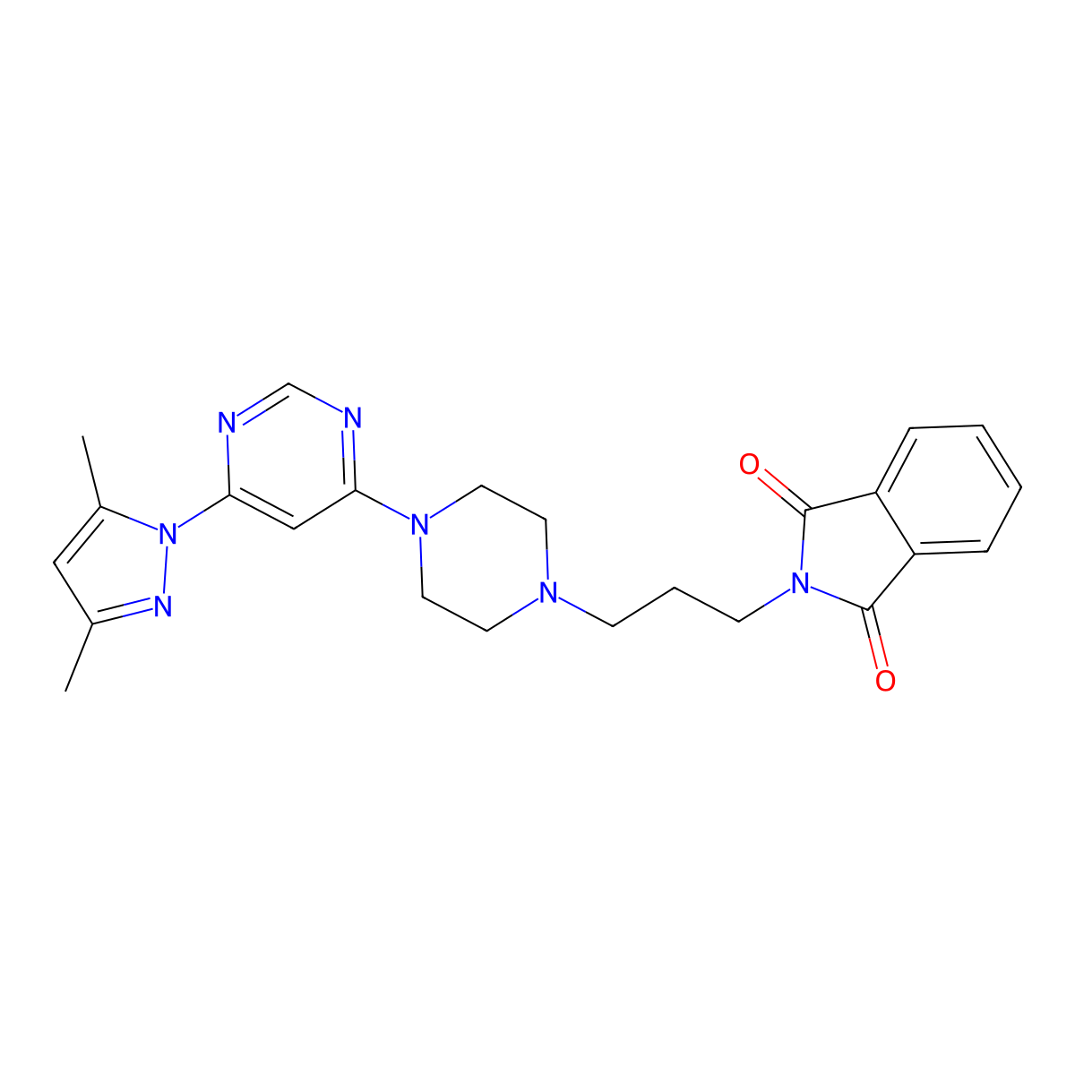 2-(3-{4-[6-(3,5-dimethyl-1H-pyrazol-1-yl)pyrimidin-4-yl]piperazin-1-yl}propyl)-2,3-dihydro-1H-isoindole-1,3-dione molecular structure, CAS 2742016-85-7