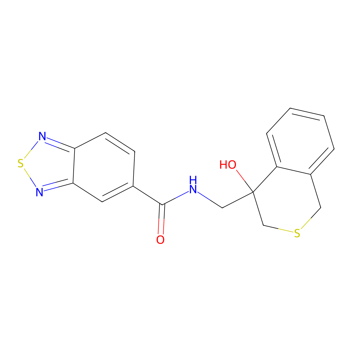 N-[(4-hydroxy-3,4-dihydro-1H-2-benzothiopyran-4-yl)methyl]-2,1,3-benzothiadiazole-5-carboxamide molecular structure, CAS 2742016-86-8