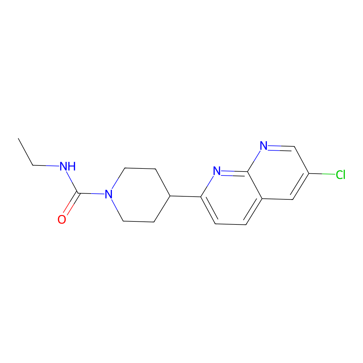 4-(6-chloro-1,8-naphthyridin-2-yl)-N-ethylpiperidine-1-carboxamide molecular structure, CAS 2742016-89-1