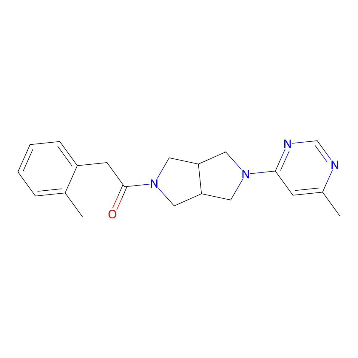 2-(2-Methylphenyl)-1-[5-(6-methylpyrimidin-4-yl)-octahydropyrrolo[3,4-c]pyrrol-2-yl]ethan-1-one molecular structure, CAS 2742016-93-7