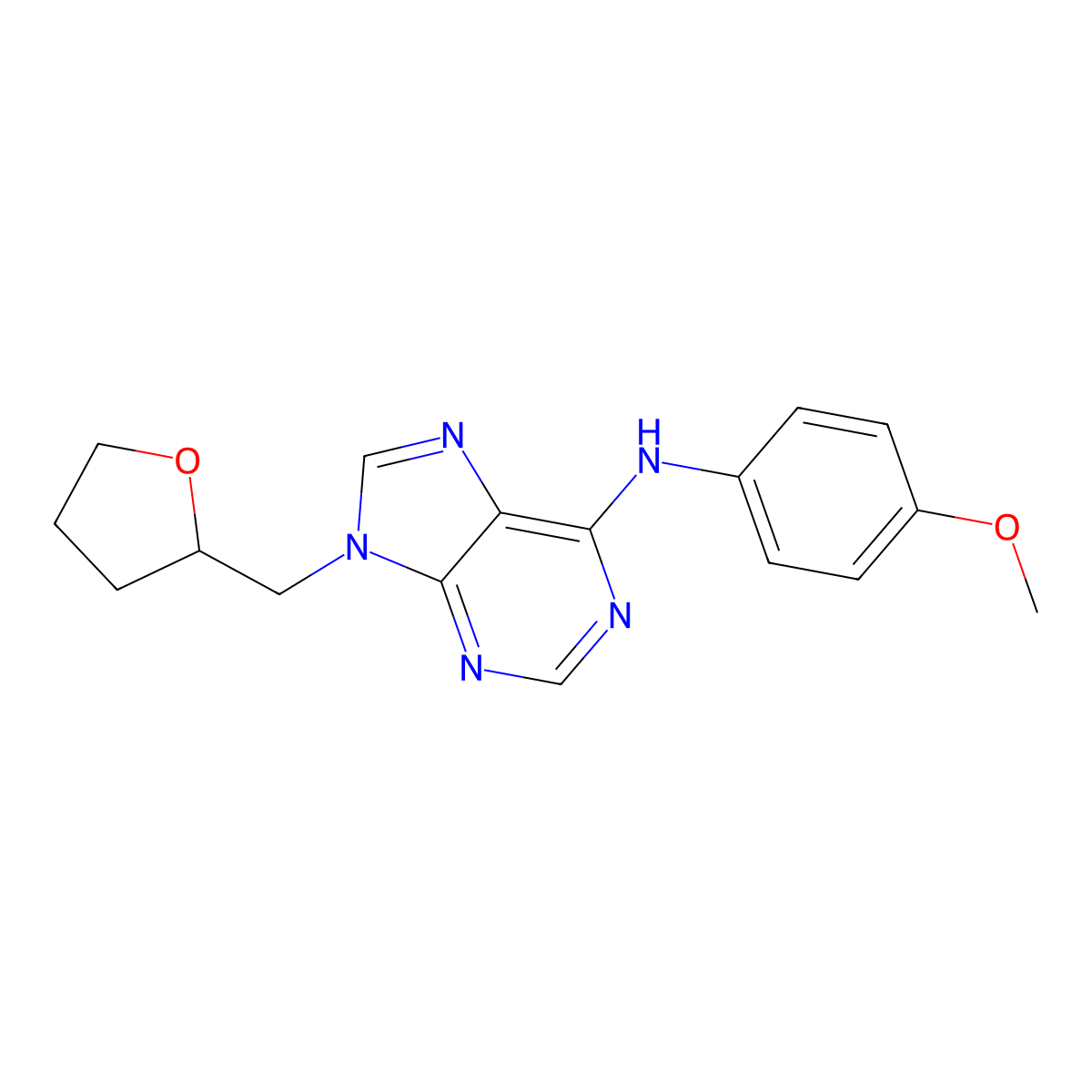 N-(4-methoxyphenyl)-9-[(oxolan-2-yl)methyl]-9H-purin-6-amine molecular structure, CAS 2742016-97-1