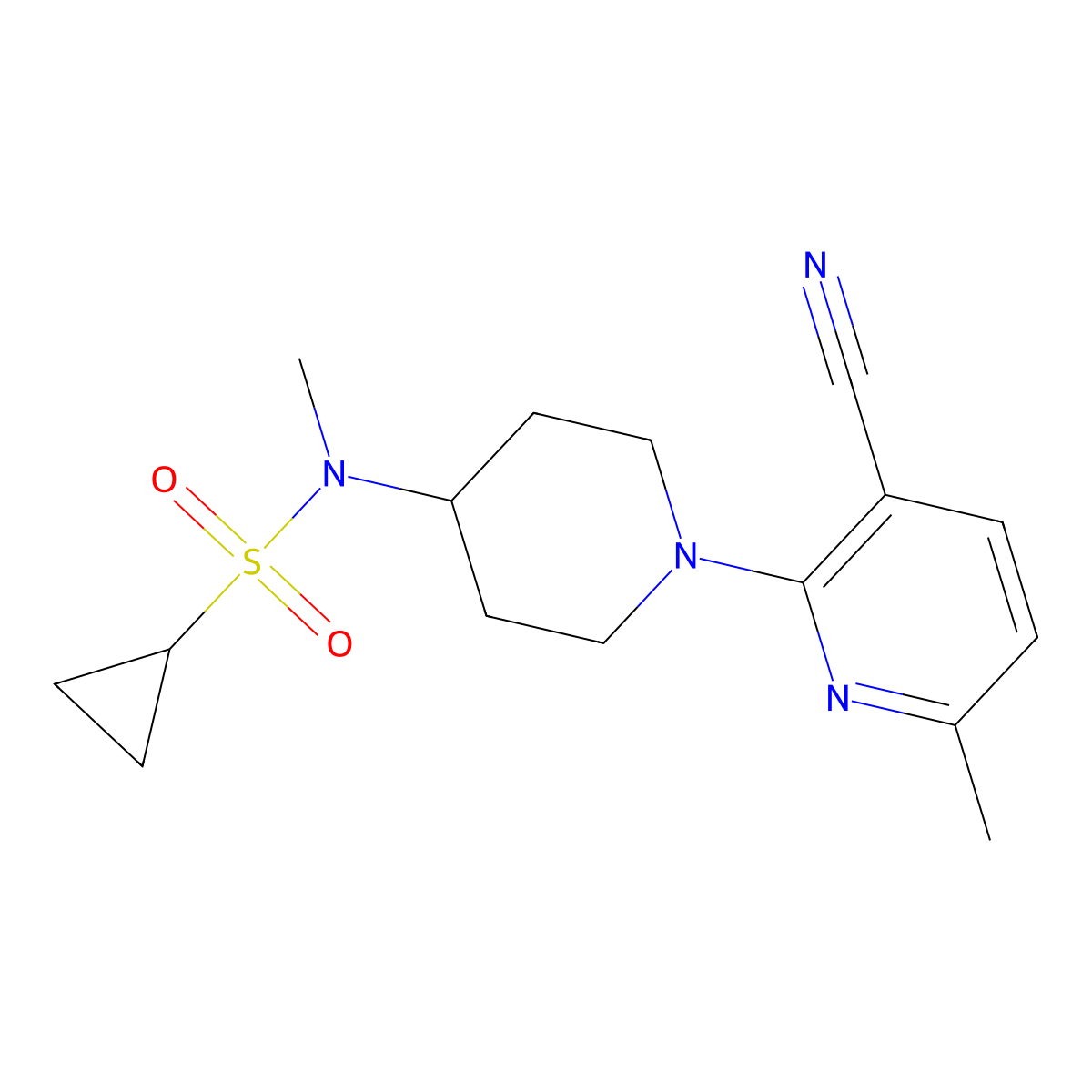 N-[1-(3-cyano-6-methylpyridin-2-yl)piperidin-4-yl]-N-methylcyclopropanesulfonamide molecular structure, CAS 2742016-98-2