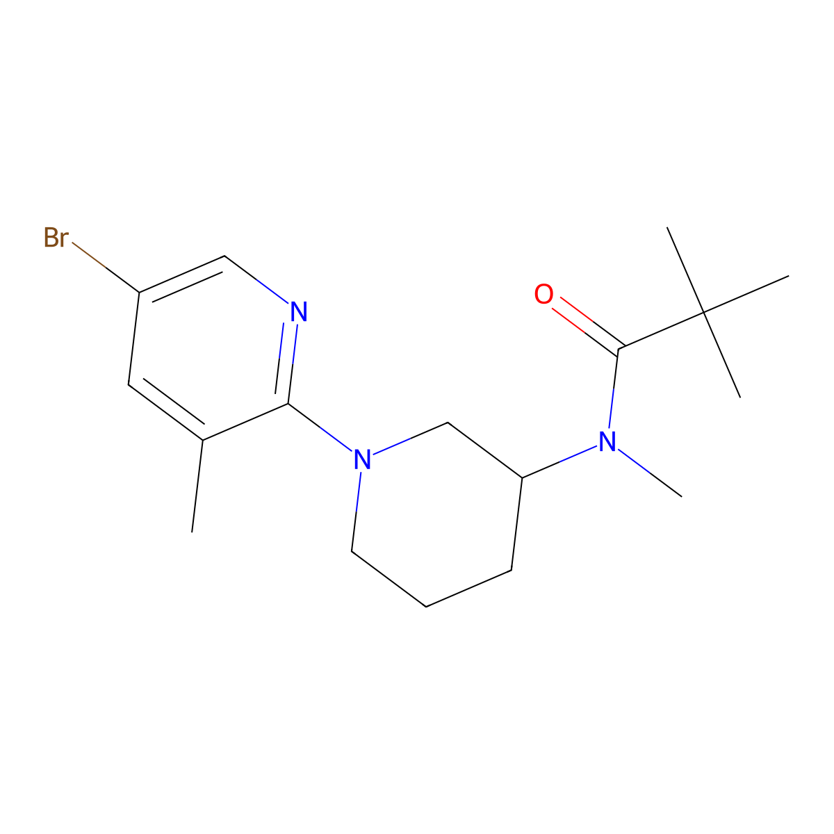N-[1-(5-bromo-3-methylpyridin-2-yl)piperidin-3-yl]-N,2,2-trimethylpropanamide molecular structure, CAS 2742017-01-0