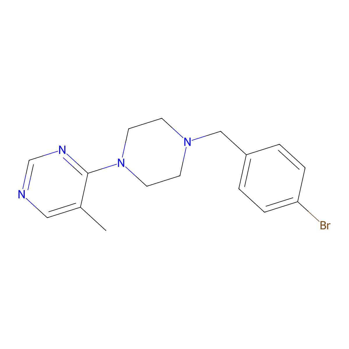 4-{4-[(4-Bromophenyl)methyl]piperazin-1-yl}-5-methylpyrimidine molecular structure, CAS 2742017-04-3