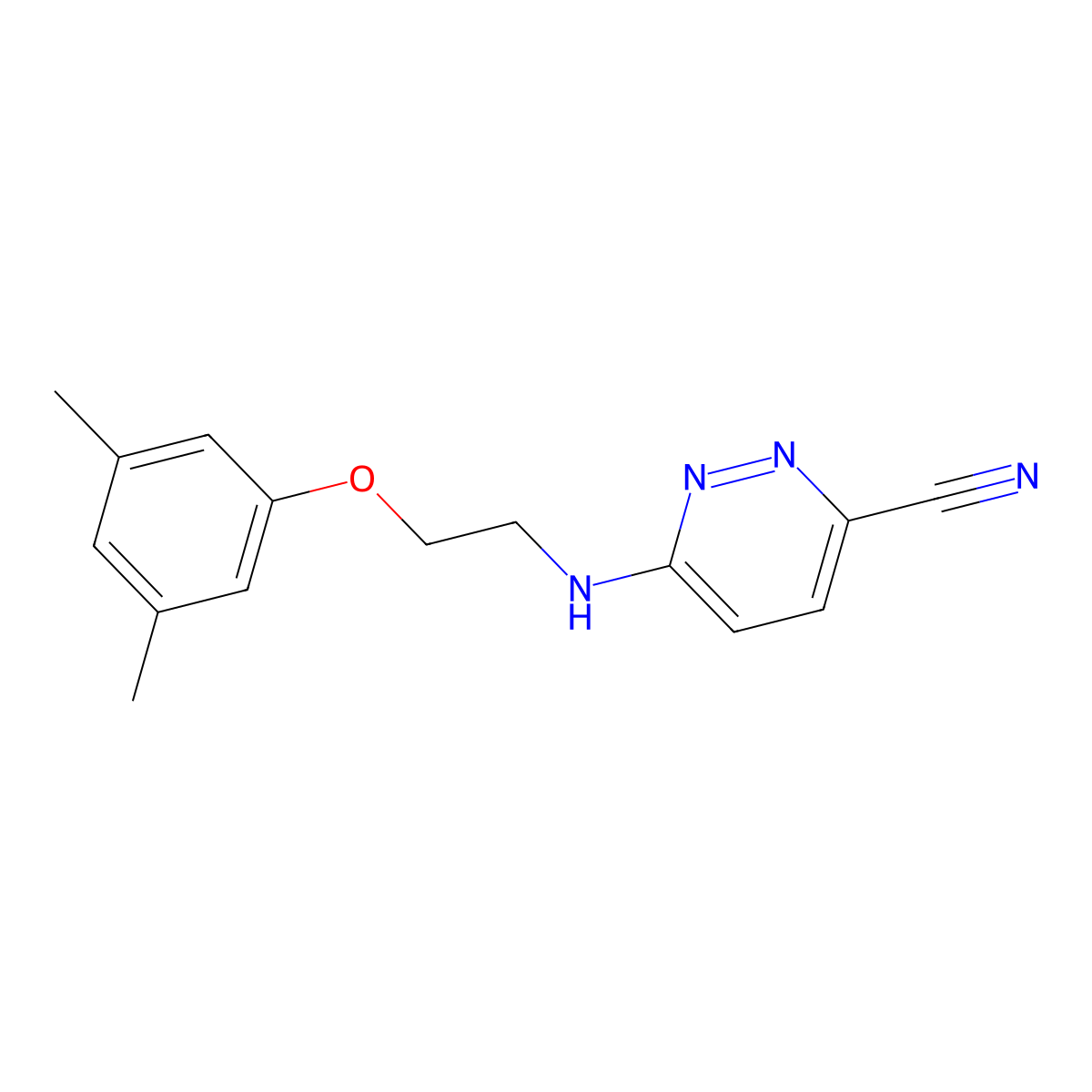 6-{[2-(3,5-Dimethylphenoxy)ethyl]amino}pyridazine-3-carbonitrile molecular structure, CAS 2742017-07-6