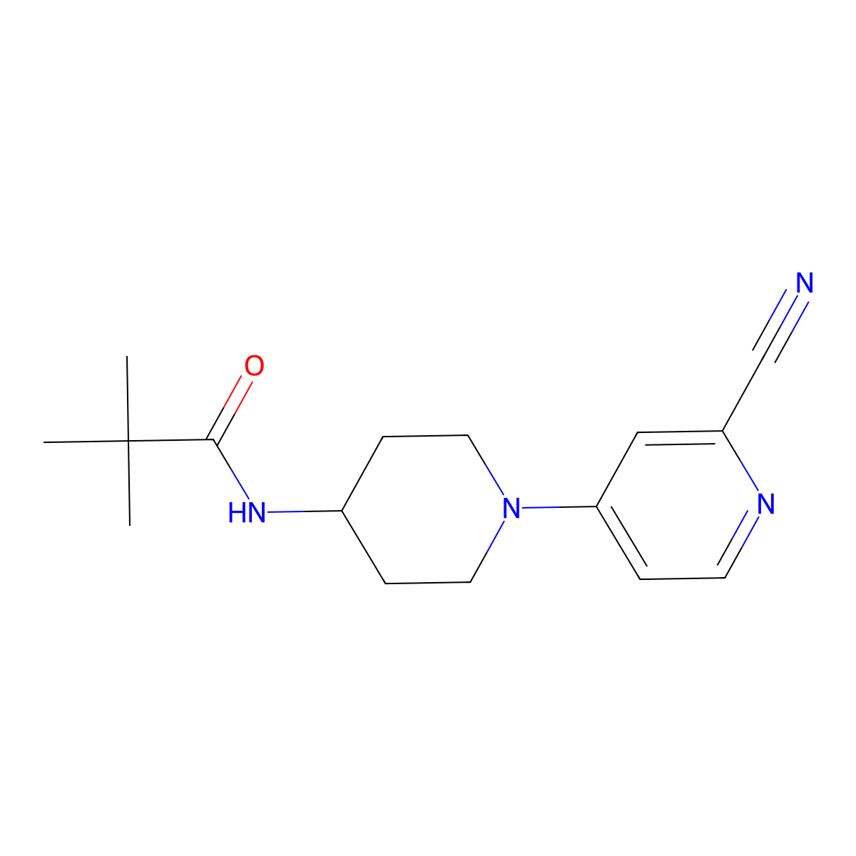 N-[1-(2-cyanopyridin-4-yl)piperidin-4-yl]-2,2-dimethylpropanamide molecular structure, CAS 2742017-08-7