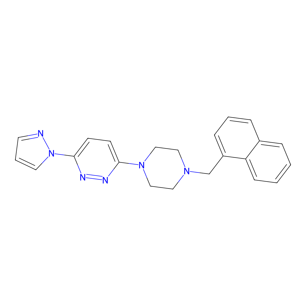 3-{4-[(naphthalen-1-yl)methyl]piperazin-1-yl}-6-(1H-pyrazol-1-yl)pyridazine molecular structure, CAS 2742017-09-8