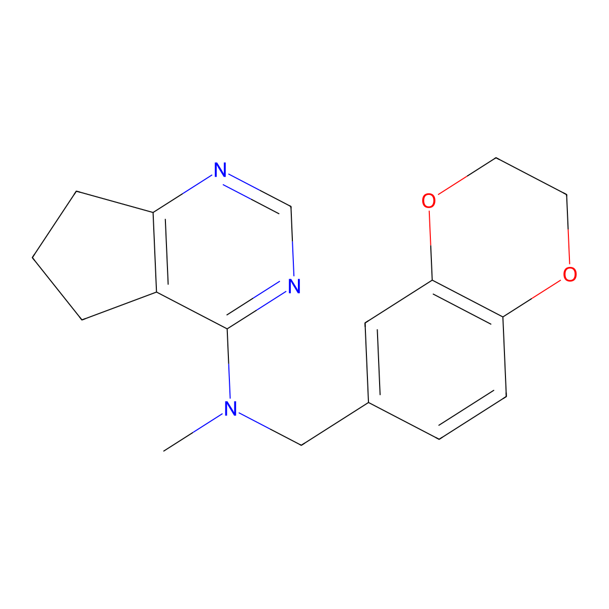 N-[(2,3-dihydro-1,4-benzodioxin-6-yl)methyl]-N-methyl-5H,6H,7H-cyclopenta[d]pyrimidin-4-amine molecular structure, CAS 2742017-11-2