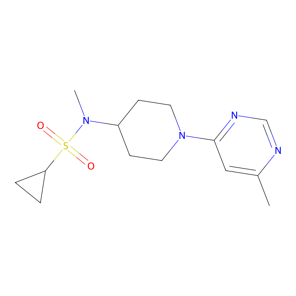 N-methyl-N-[1-(6-methylpyrimidin-4-yl)piperidin-4-yl]cyclopropanesulfonamide molecular structure, CAS 2742017-16-7