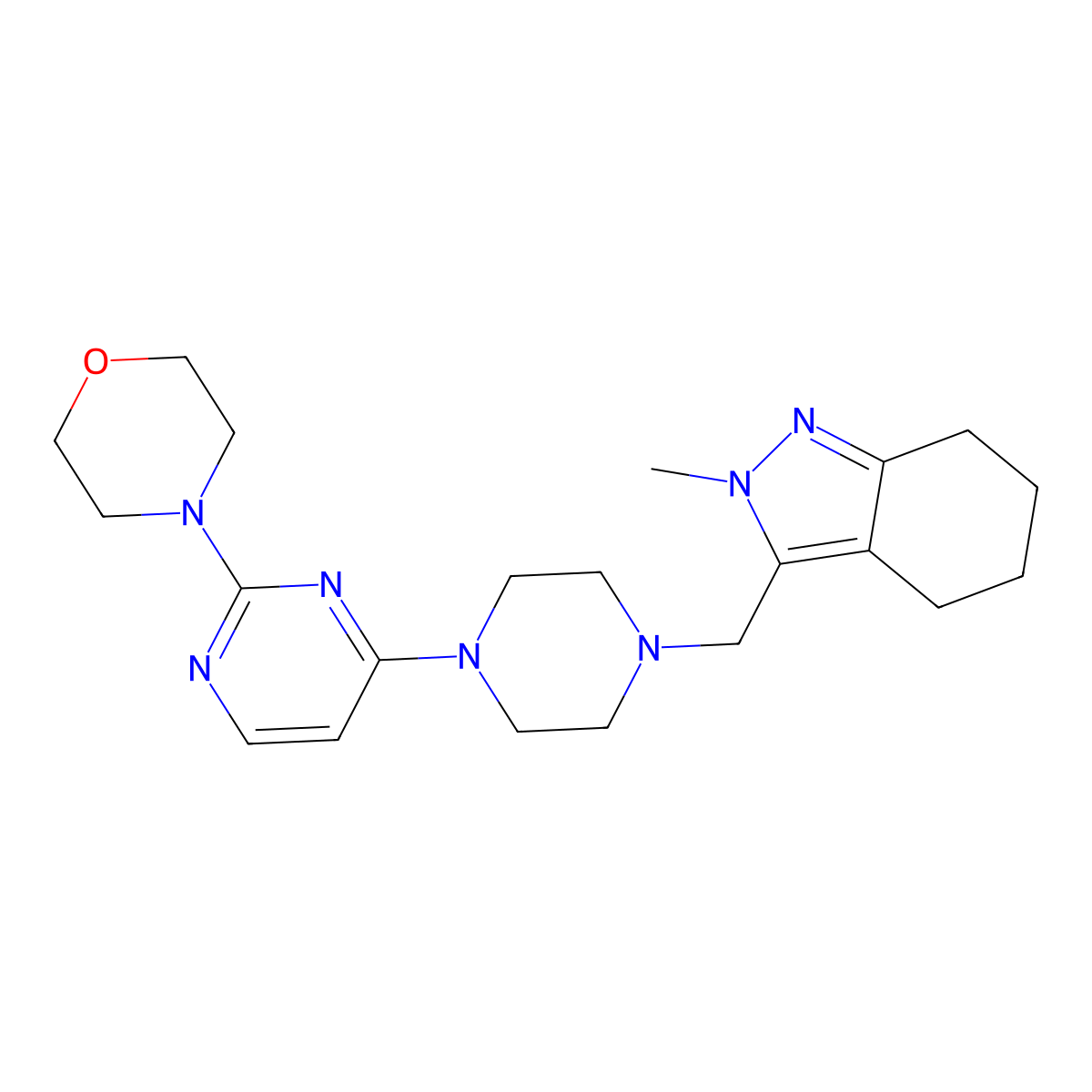 2-methyl-3-({4-[2-(morpholin-4-yl)pyrimidin-4-yl]piperazin-1-yl}methyl)-4,5,6,7-tetrahydro-2H-indazole molecular structure, CAS 2742017-24-7