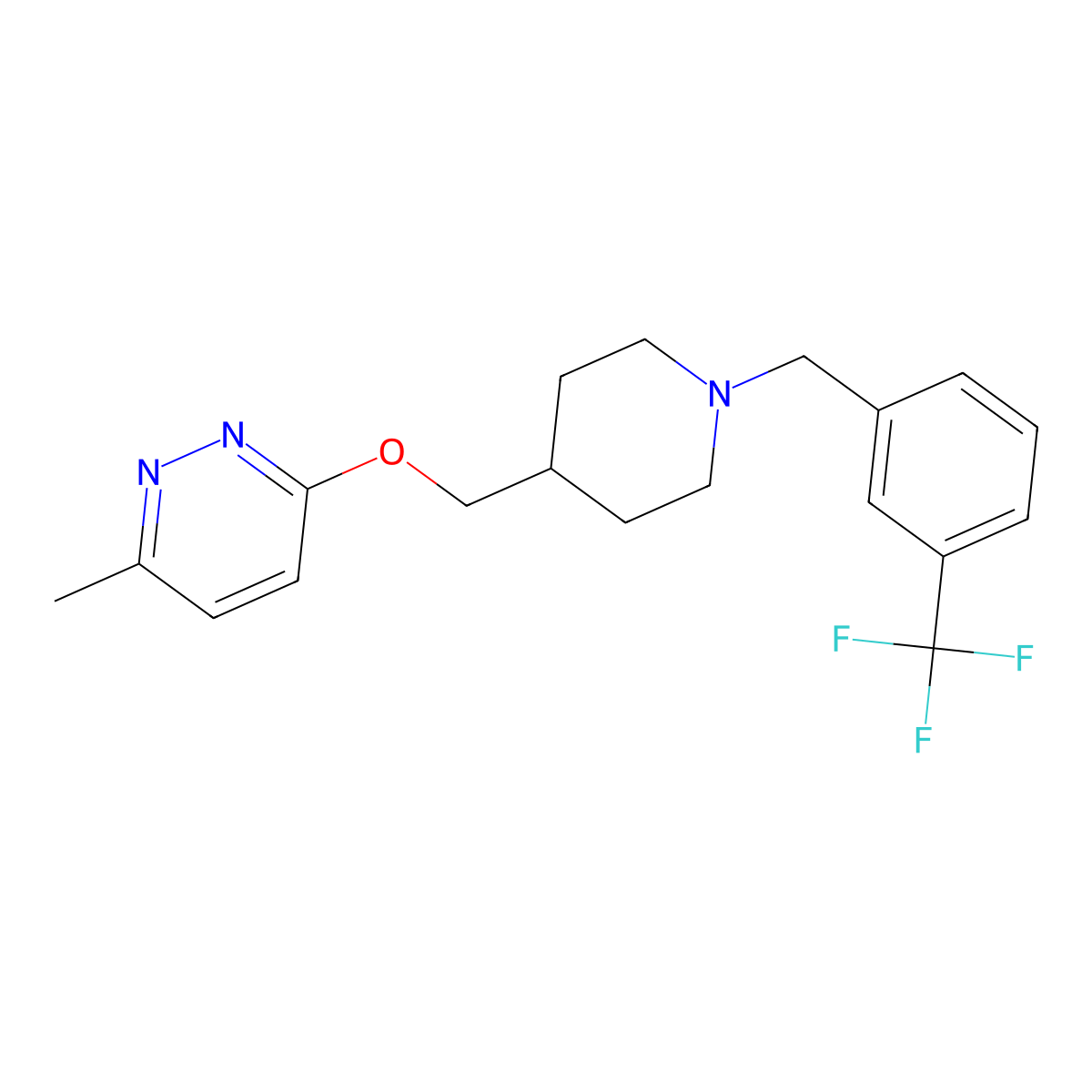 3-Methyl-6-[(1-{[3-(trifluoromethyl)phenyl]methyl}piperidin-4-yl)methoxy]pyridazine molecular structure, CAS 2742017-25-8