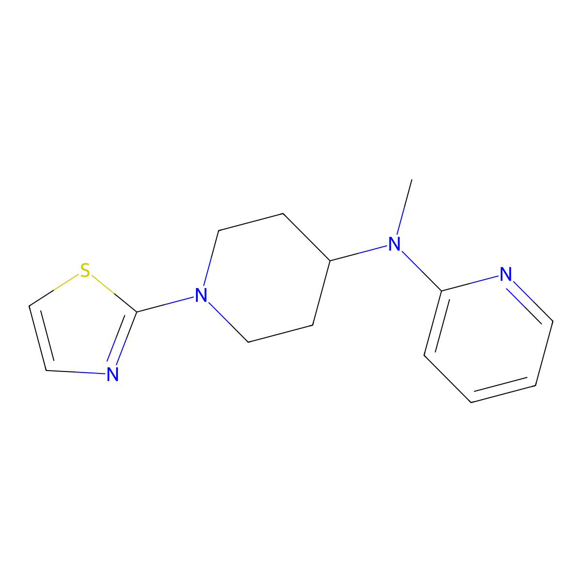 N-methyl-N-[1-(1,3-thiazol-2-yl)piperidin-4-yl]pyridin-2-amine molecular structure, CAS 2742017-26-9