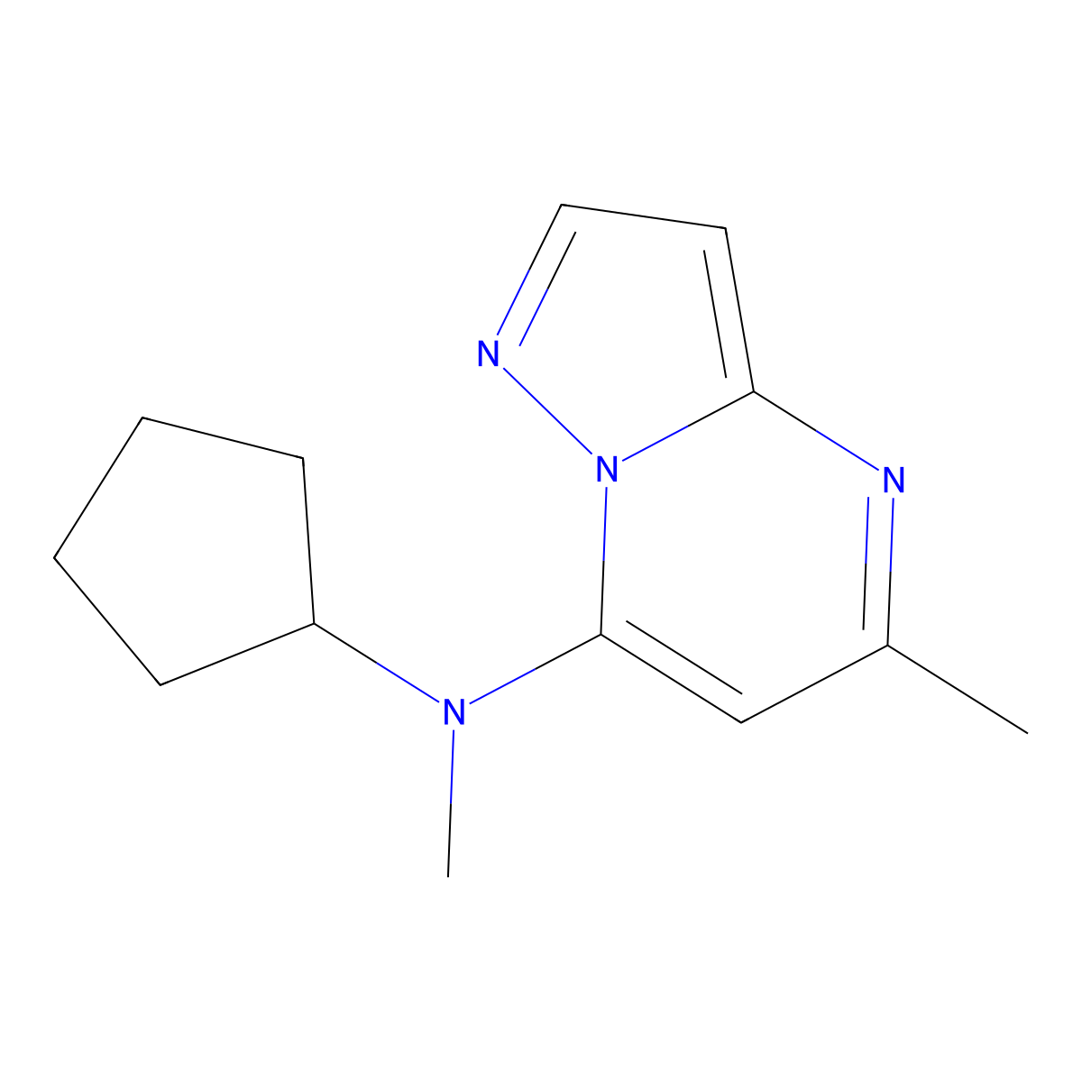 N-cyclopentyl-N,5-dimethylpyrazolo[1,5-a]pyrimidin-7-amine molecular structure, CAS 2742017-27-0