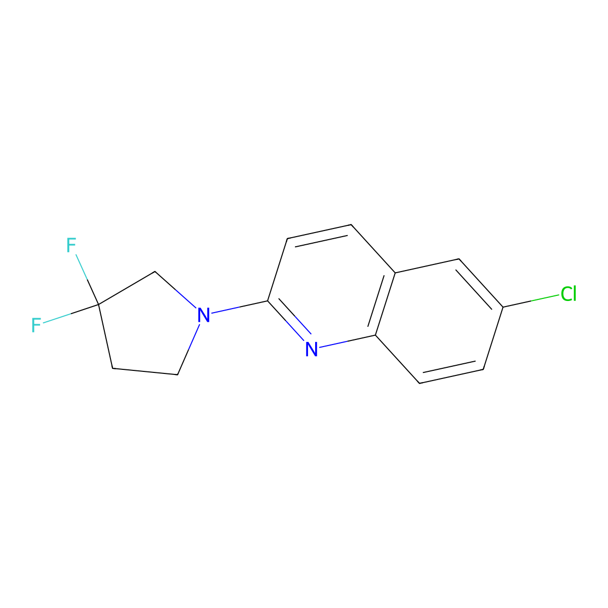 6-Chloro-2-(3,3-difluoropyrrolidin-1-yl)quinoline molecular structure, CAS 2742017-28-1