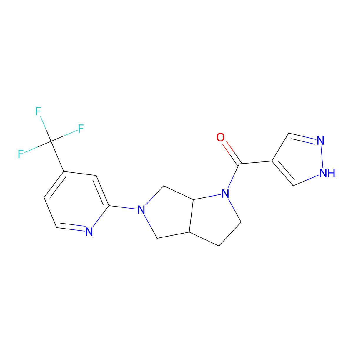 2-[1-(1H-pyrazole-4-carbonyl)-octahydropyrrolo[3,4-b]pyrrol-5-yl]-4-(trifluoromethyl)pyridine molecular structure, CAS 2742017-31-6