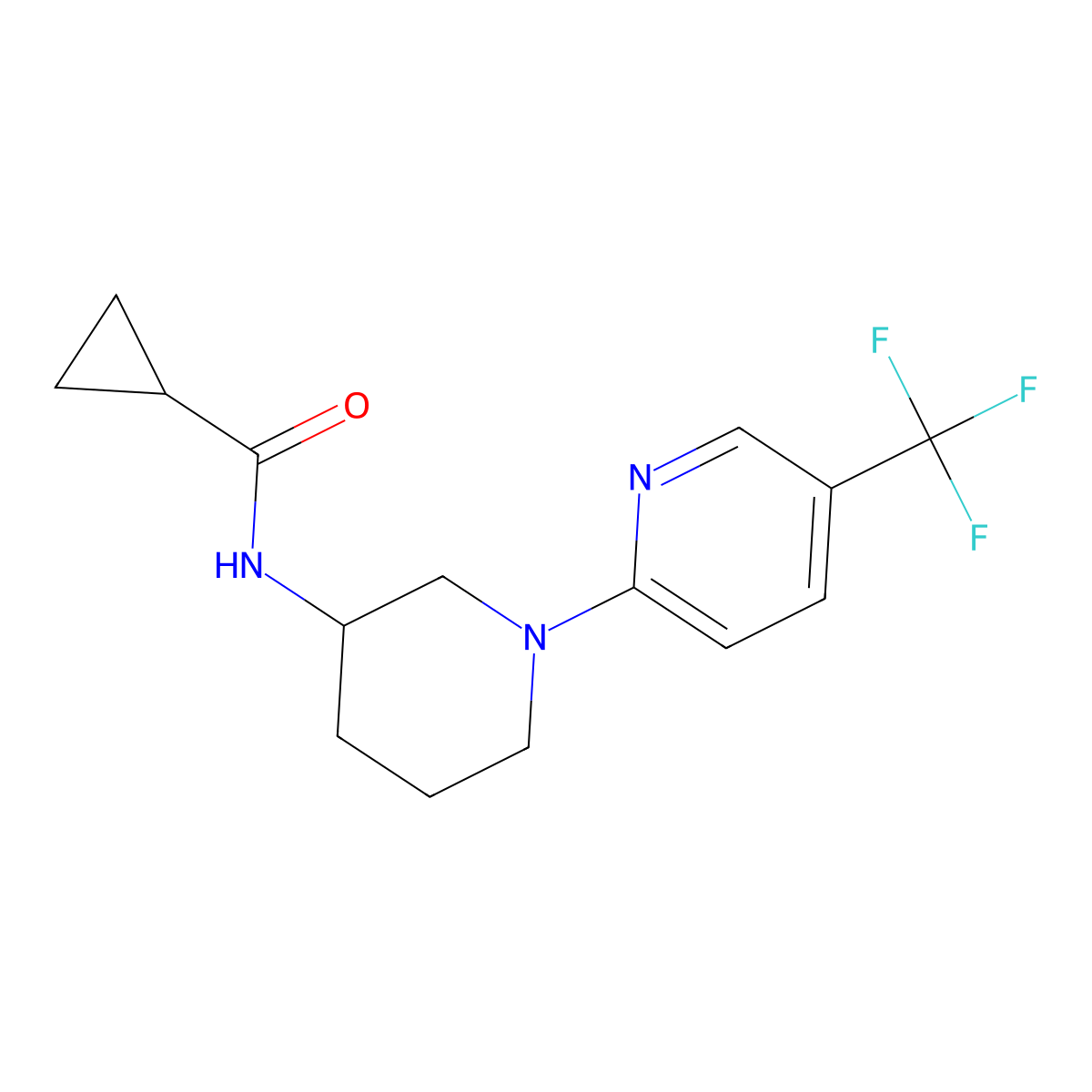 N-{1-[5-(trifluoromethyl)pyridin-2-yl]piperidin-3-yl}cyclopropanecarboxamide molecular structure, CAS 2742017-32-7