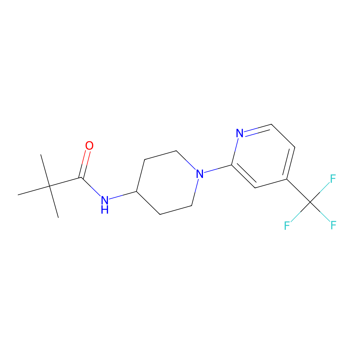 2,2-dimethyl-N-{1-[4-(trifluoromethyl)pyridin-2-yl]piperidin-4-yl}propanamide molecular structure, CAS 2742017-34-9