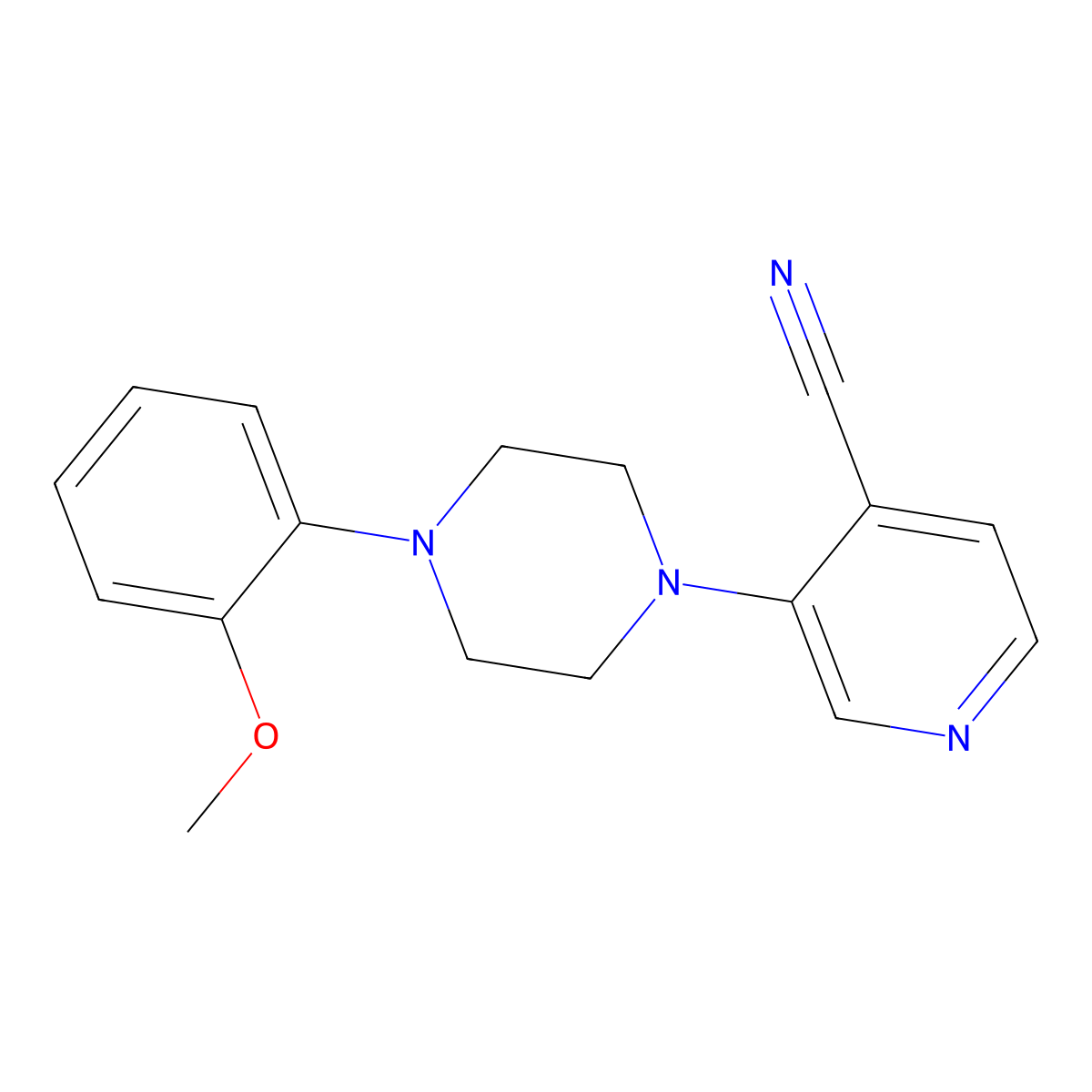 3-[4-(2-Methoxyphenyl)piperazin-1-yl]pyridine-4-carbonitrile molecular structure, CAS 2742017-35-0