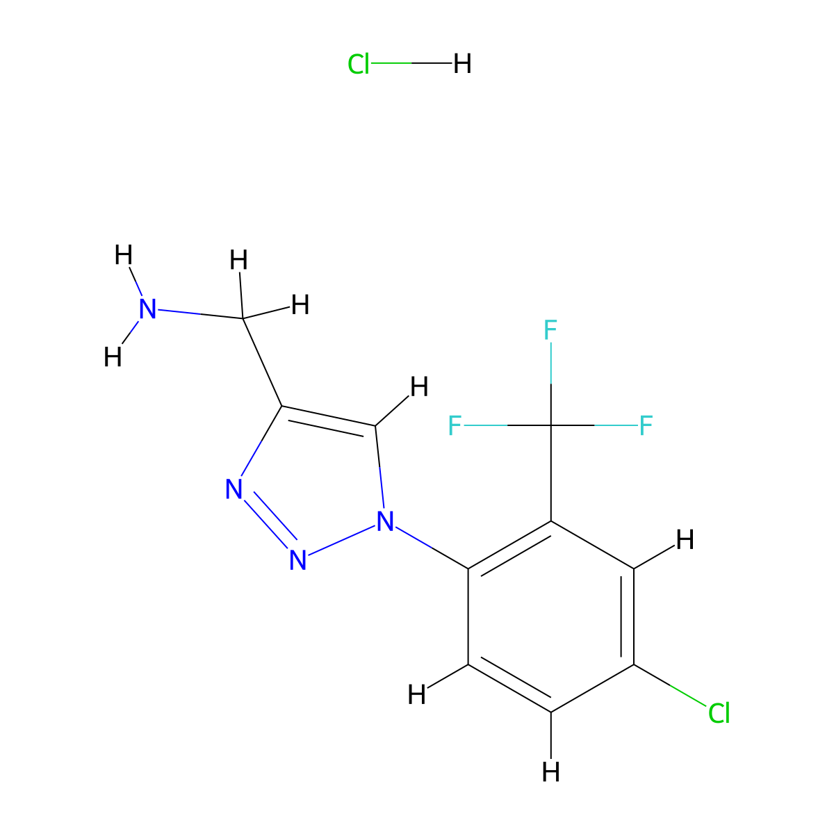 {1-[4-chloro-2-(trifluoromethyl)phenyl]-1H-1,2,3-triazol-4-yl}methanamine hydrochloride molecular structure, CAS 2742017-36-1