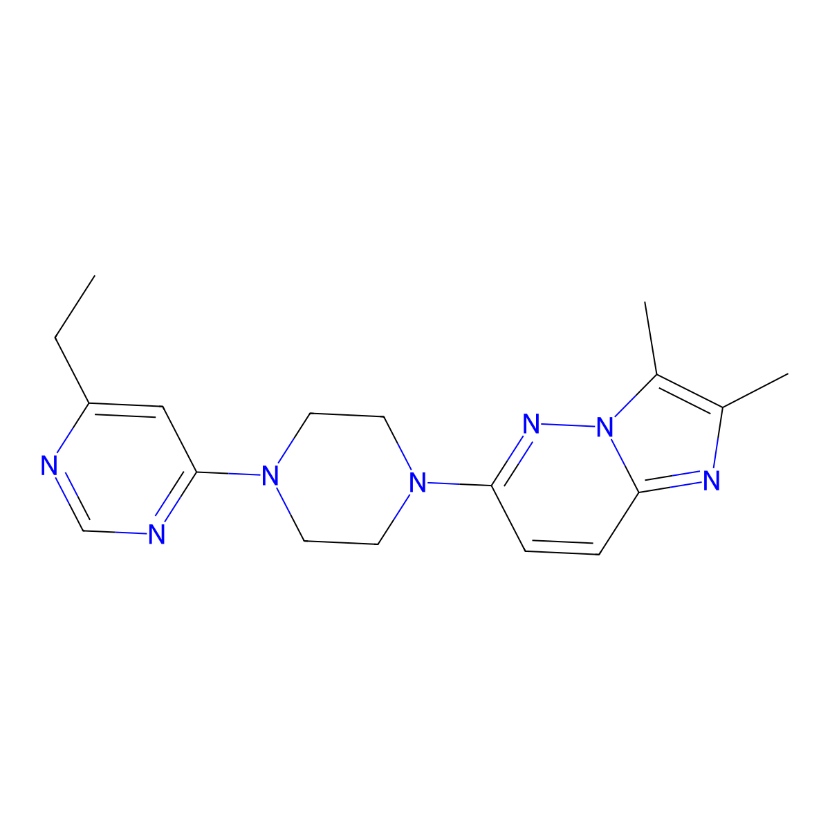 4-(4-{2,3-Dimethylimidazo[1,2-b]pyridazin-6-yl}piperazin-1-yl)-6-ethylpyrimidine molecular structure, CAS 2742017-37-2