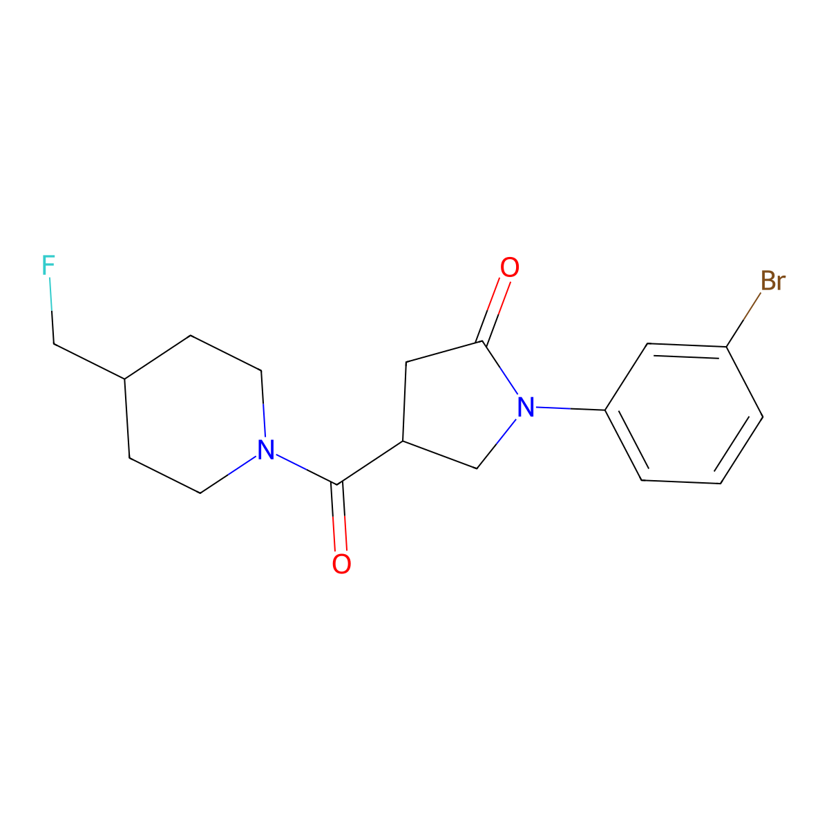 1-(3-Bromophenyl)-4-[4-(fluoromethyl)piperidine-1-carbonyl]pyrrolidin-2-one molecular structure, CAS 2742017-38-3