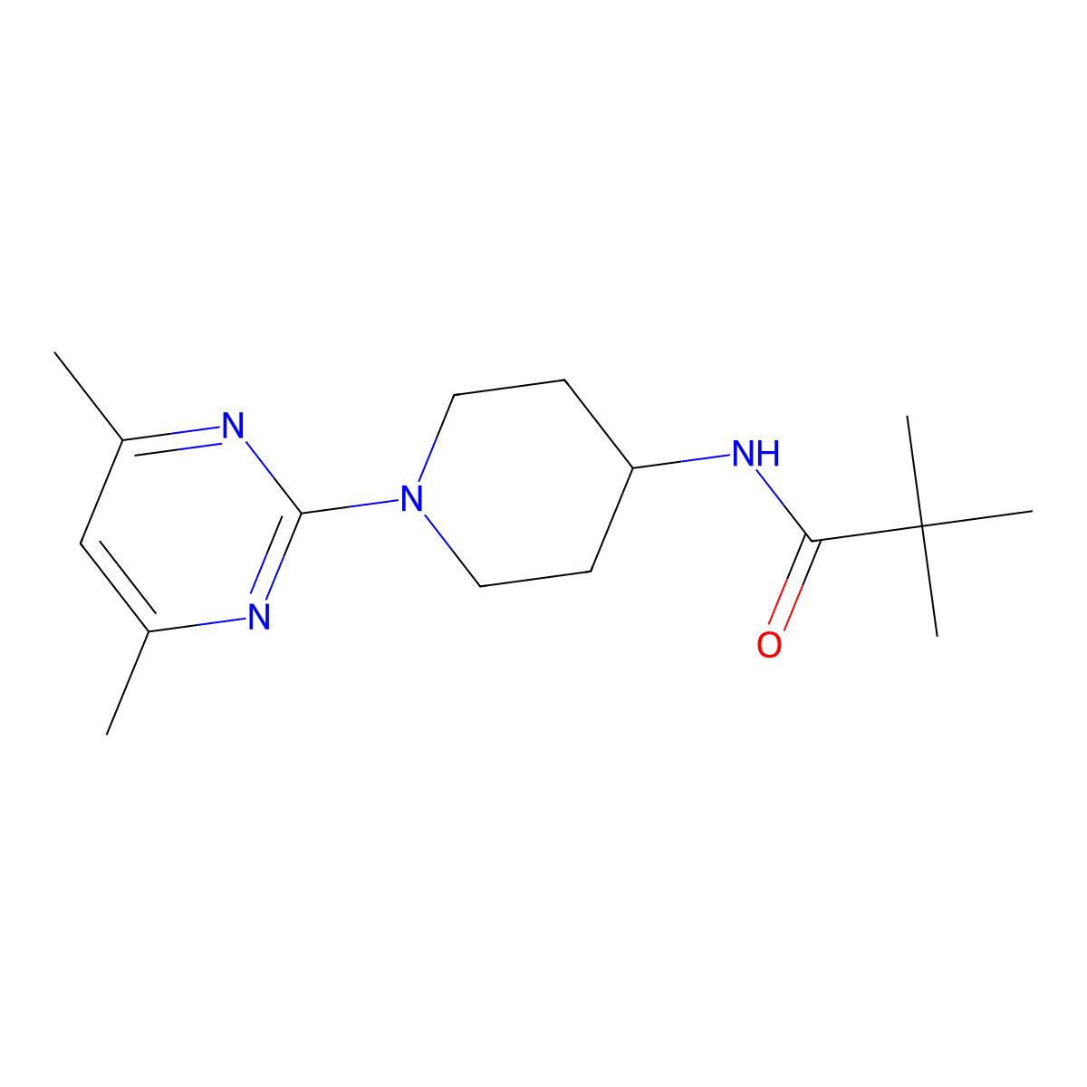 N-[1-(4,6-dimethylpyrimidin-2-yl)piperidin-4-yl]-2,2-dimethylpropanamide molecular structure, CAS 2742017-40-7