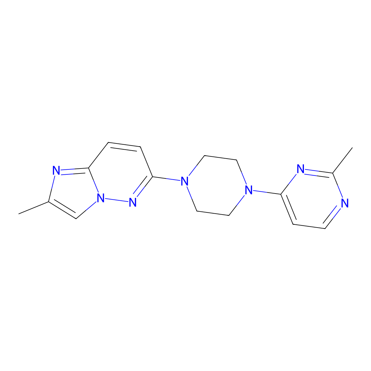 2-Methyl-4-(4-{2-methylimidazo[1,2-b]pyridazin-6-yl}piperazin-1-yl)pyrimidine molecular structure, CAS 2742017-44-1