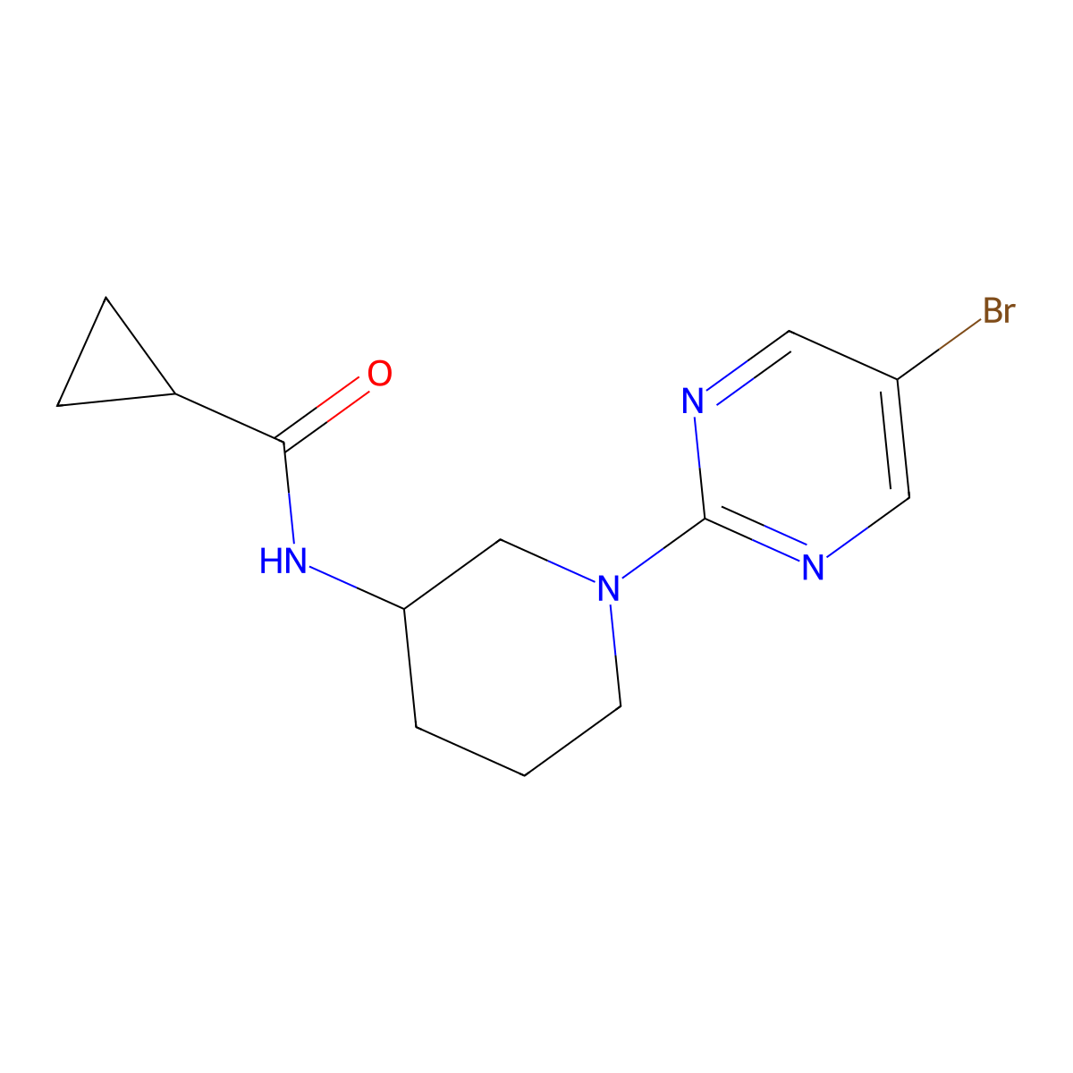 N-[1-(5-bromopyrimidin-2-yl)piperidin-3-yl]cyclopropanecarboxamide molecular structure, CAS 2742017-45-2