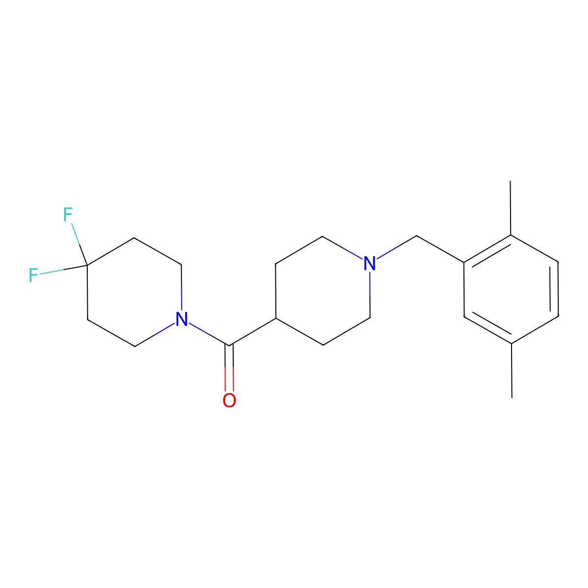 1-{1-[(2,5-Dimethylphenyl)methyl]piperidine-4-carbonyl}-4,4-difluoropiperidine molecular structure, CAS 2742017-52-1