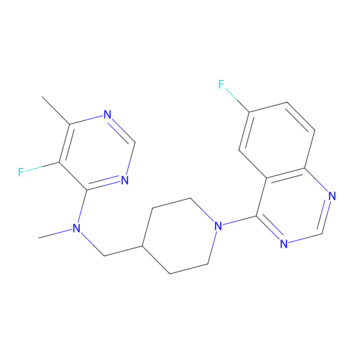 5-fluoro-N-{[1-(6-fluoroquinazolin-4-yl)piperidin-4-yl]methyl}-N,6-dimethylpyrimidin-4-amine molecular structure, CAS 2742017-57-6