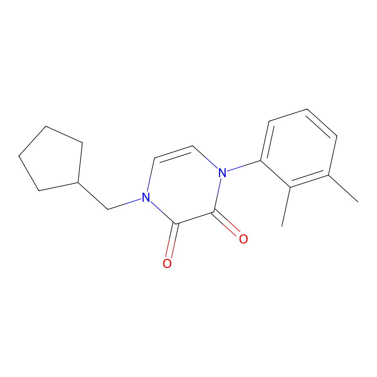1-(Cyclopentylmethyl)-4-(2,3-dimethylphenyl)-1,2,3,4-tetrahydropyrazine-2,3-dione molecular structure, CAS 2742017-58-7