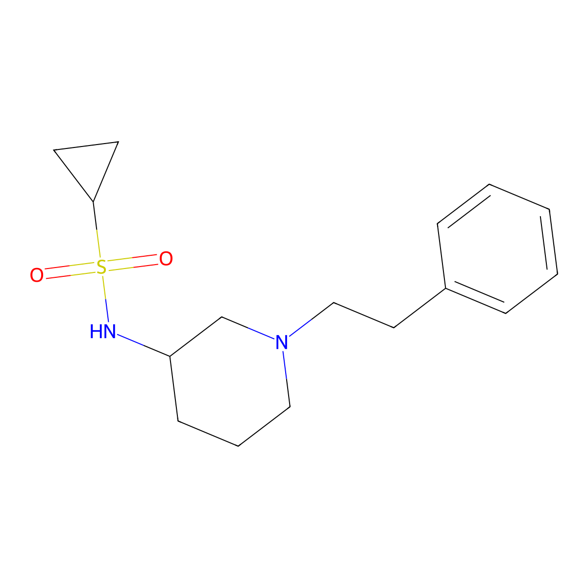 N-[1-(2-phenylethyl)piperidin-3-yl]cyclopropanesulfonamide molecular structure, CAS 2742017-59-8