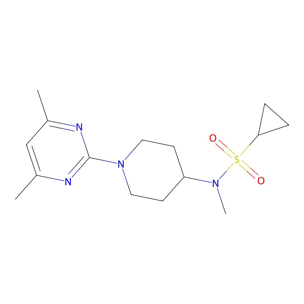 N-[1-(4,6-dimethylpyrimidin-2-yl)piperidin-4-yl]-N-methylcyclopropanesulfonamide molecular structure, CAS 2742017-61-2