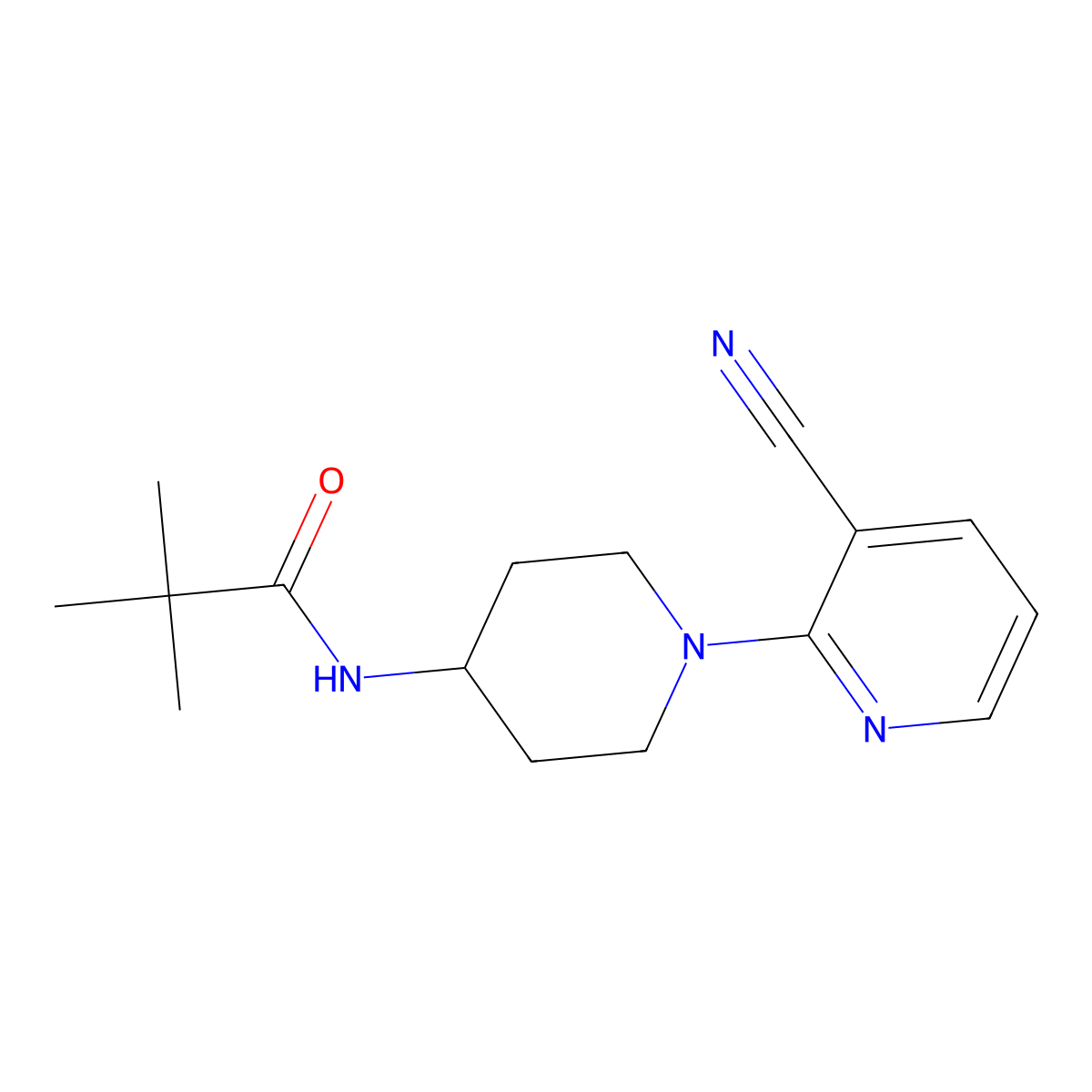 N-[1-(3-cyanopyridin-2-yl)piperidin-4-yl]-2,2-dimethylpropanamide molecular structure, CAS 2742017-62-3