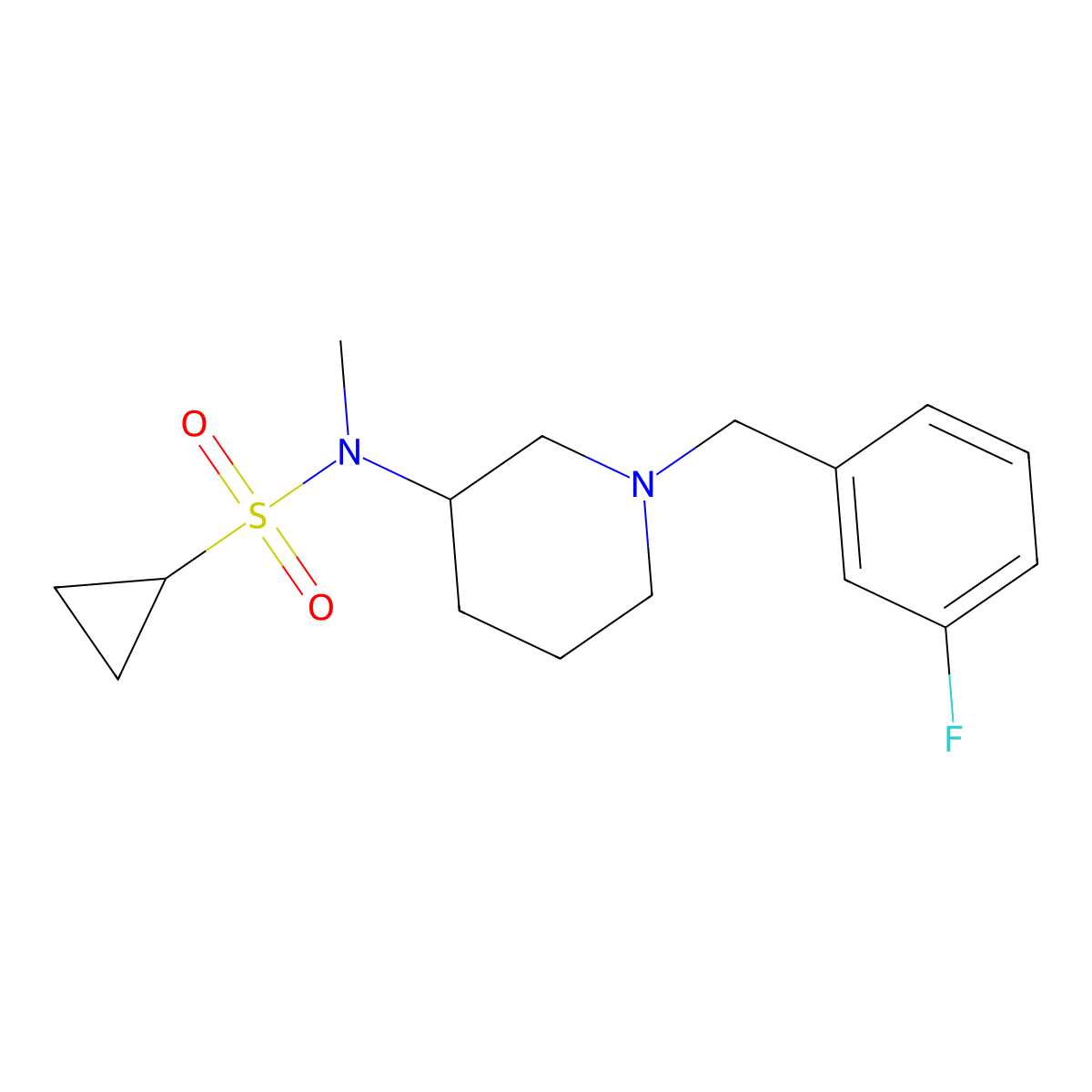 N-{1-[(3-fluorophenyl)methyl]piperidin-3-yl}-N-methylcyclopropanesulfonamide molecular structure, CAS 2742017-69-0