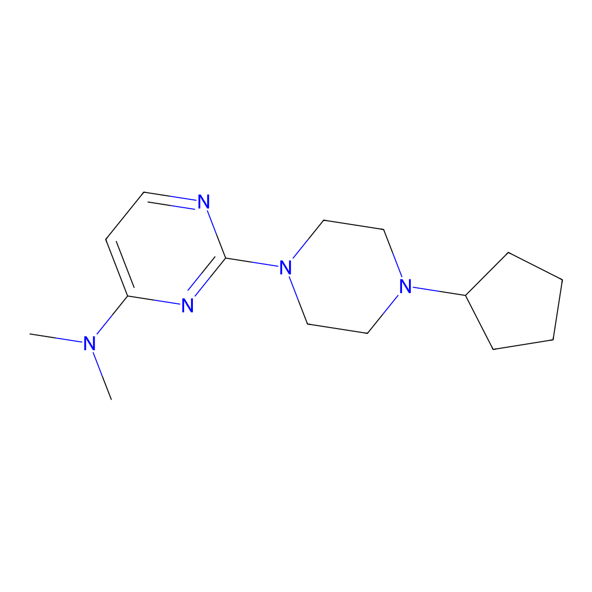 2-(4-cyclopentylpiperazin-1-yl)-N,N-dimethylpyrimidin-4-amine molecular structure, CAS 2742017-70-3