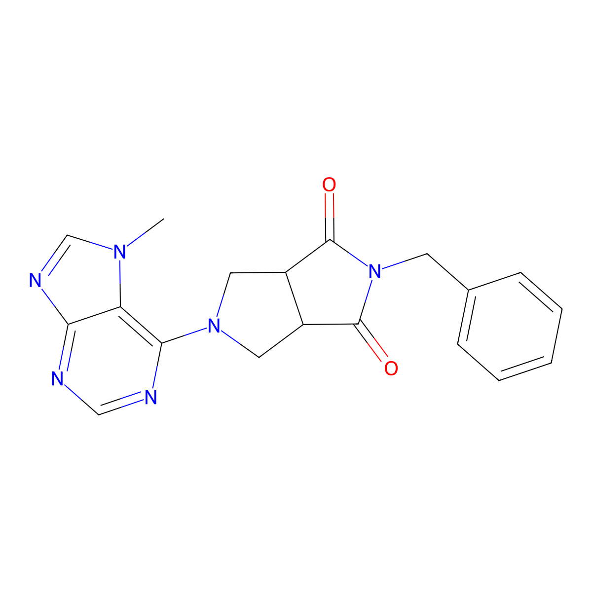 2-benzyl-5-(7-methyl-7H-purin-6-yl)-octahydropyrrolo[3,4-c]pyrrole-1,3-dione molecular structure, CAS 2742017-71-4