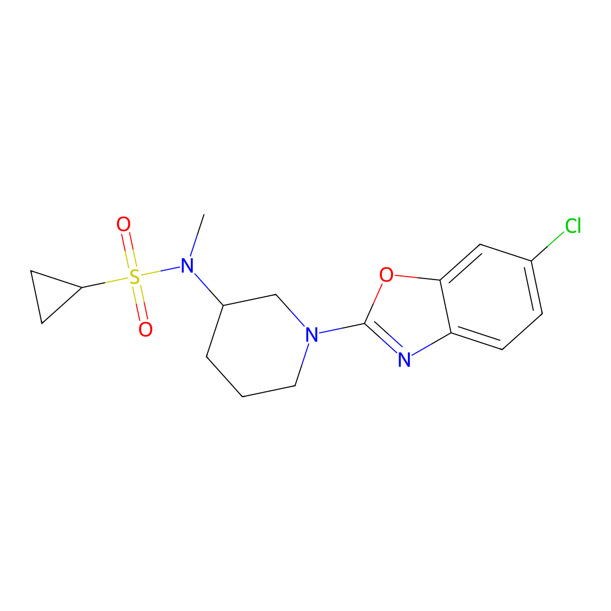 N-[1-(6-chloro-1,3-benzoxazol-2-yl)piperidin-3-yl]-N-methylcyclopropanesulfonamide molecular structure, CAS 2742017-73-6