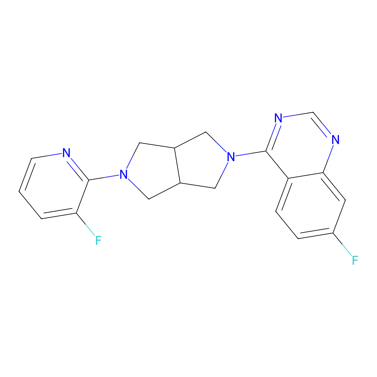 7-Fluoro-4-[5-(3-fluoropyridin-2-yl)-octahydropyrrolo[3,4-c]pyrrol-2-yl]quinazoline molecular structure, CAS 2742017-76-9