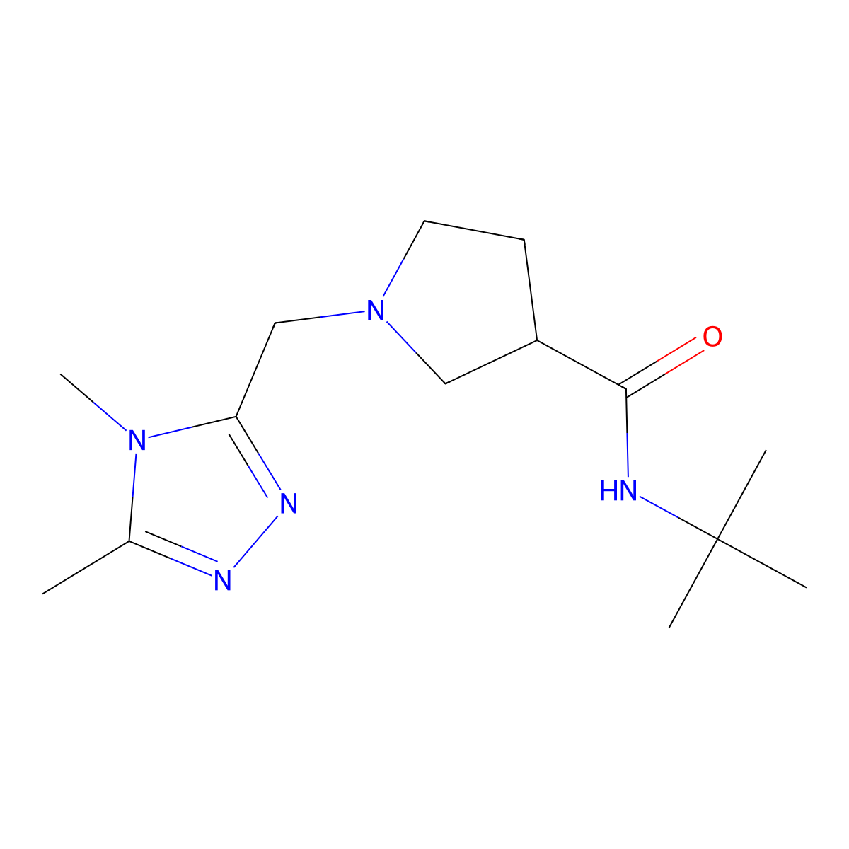 N-tert-butyl-1-[(4,5-dimethyl-4H-1,2,4-triazol-3-yl)methyl]pyrrolidine-3-carboxamide molecular structure, CAS 2742017-86-1