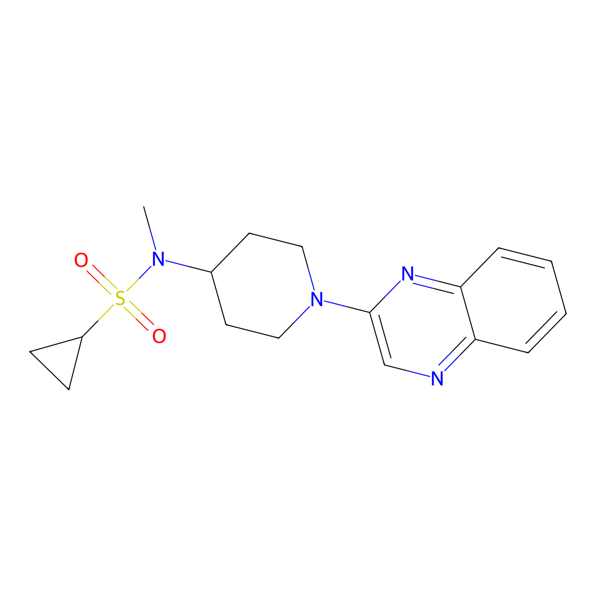 N-methyl-N-[1-(quinoxalin-2-yl)piperidin-4-yl]cyclopropanesulfonamide molecular structure, CAS 2742017-87-2