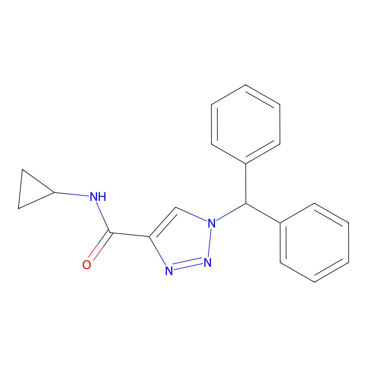 N-cyclopropyl-1-(diphenylmethyl)-1H-1,2,3-triazole-4-carboxamide molecular structure, CAS 2742017-90-7